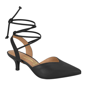 Vizzano 1122-873 Strappy Kitten Heel Pointy Toe Pump in Black Napa
